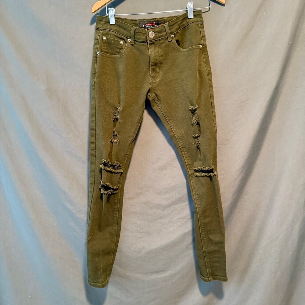 Copper Rivet Jeans Men's 29x32 Green Distressed Ripped Grunge 90's